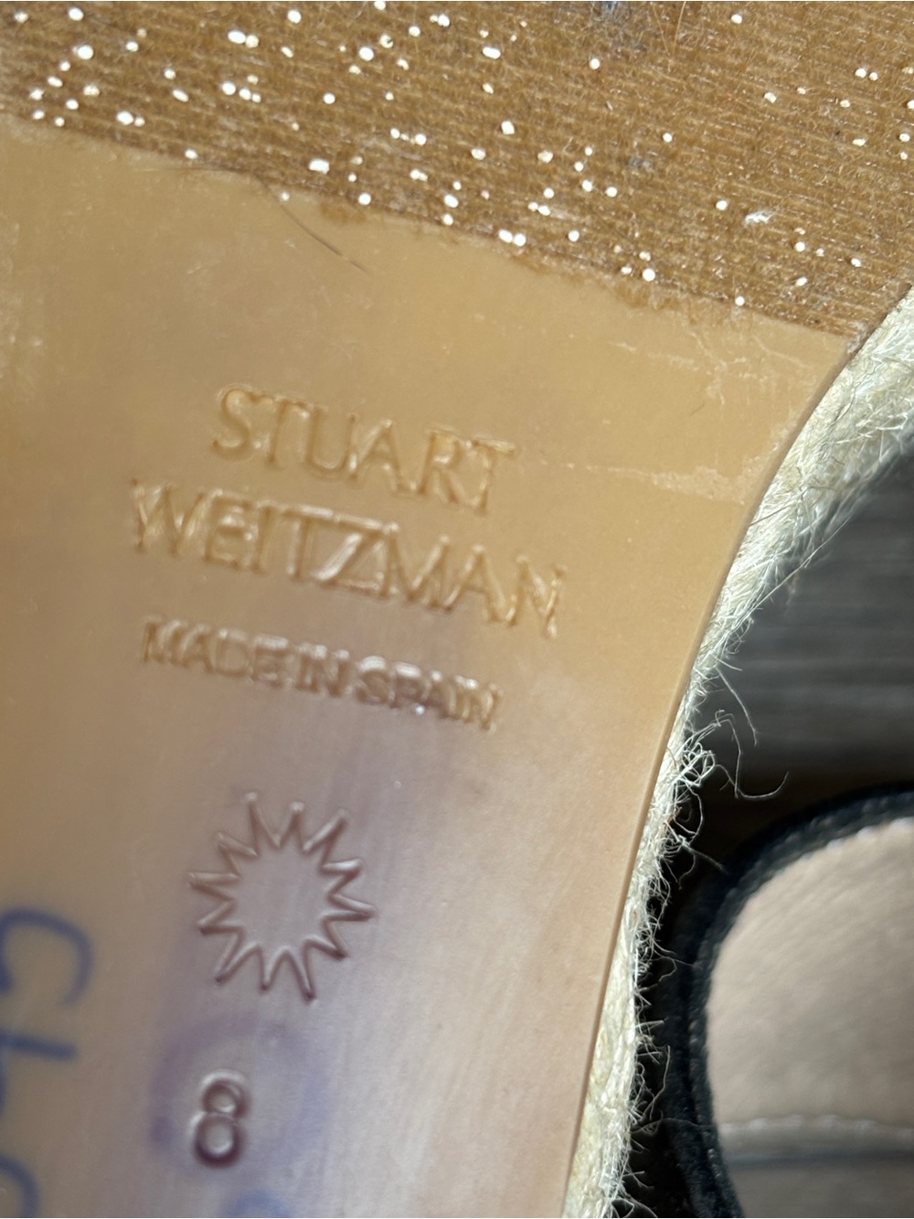 Stuart Weitzman Lexia Espadrille Leather Ankle Strap Black Wedge Sandal Sz 8 - Picture 15 of 16